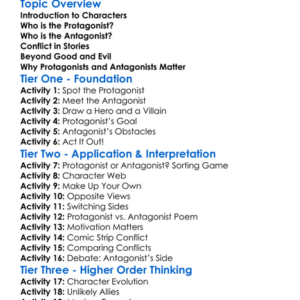 Protagonist Vs Antagonist Worksheet Activity Booklet