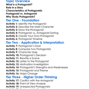 Protagonist Worksheet Activity Booklet