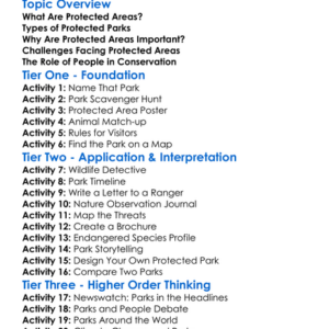 Protected Areas And Parks Worksheet Activity Booklet