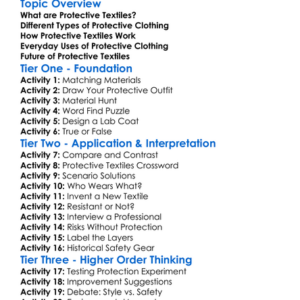 Protective Clothing And Textiles Worksheet Activity Booklet