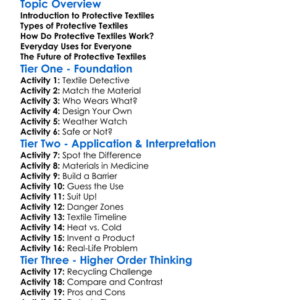 Protective Textiles Worksheet Activity Booklet