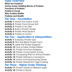 Proteins Worksheet Activity Booklet