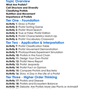 Protists And Their Characteristics Worksheet Activity Booklet