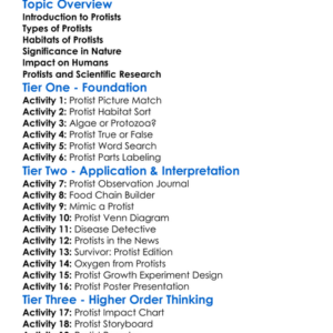 Protists And Their Significance Worksheet Activity Booklet