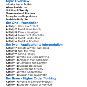 Protists Diversity And Examples Worksheet Activity Booklet
