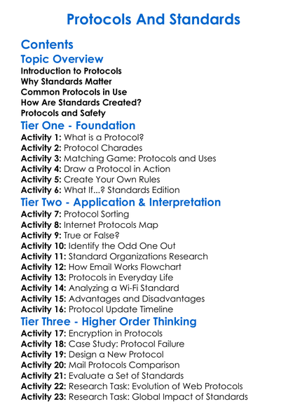Protocols And Standards Worksheet Activity Booklet