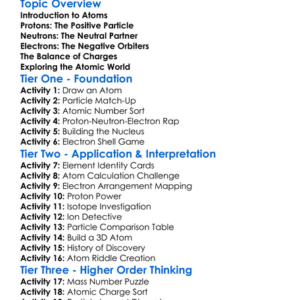 Protons Neutrons And Electrons Worksheet Activity Booklet