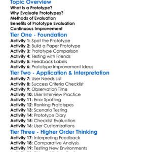 Prototype Evaluation Worksheet Activity Booklet