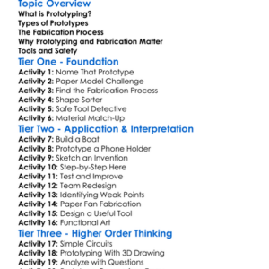 Prototyping And Fabrication Worksheet Activity Booklet