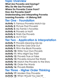 Proverbs And Sayings Worksheet Activity Booklet