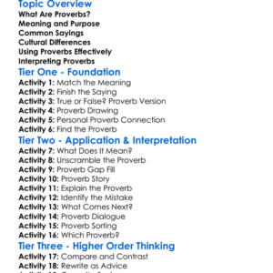 Proverbs And Sayings Worksheet Activity Booklet
