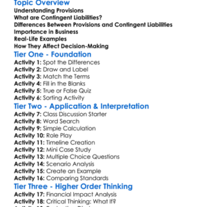 Provisions And Contingent Liabilities Worksheet Activity Booklet