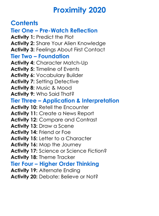 Proximity 2020 Worksheet Activity Booklet
