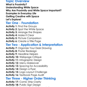 Proximity And White Space Worksheet Activity Booklet
