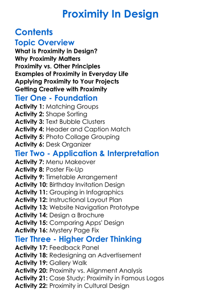 Proximity In Design Worksheet Activity Booklet