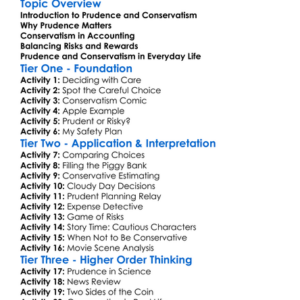 Prudence And Conservatism Worksheet Activity Booklet