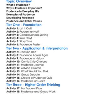 Prudence Concept Worksheet Activity Booklet