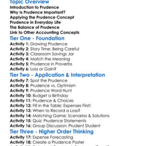 Prudence Conservatism Concept Worksheet Activity Booklet