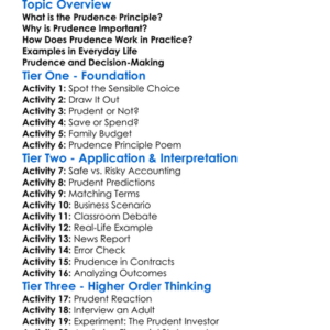Prudence Principle Worksheet Activity Booklet