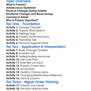 Puberty And Adolescence Worksheet Activity Booklet