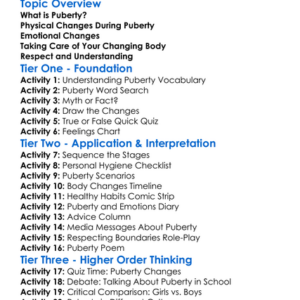 Puberty And Body Changes Worksheet Activity Booklet