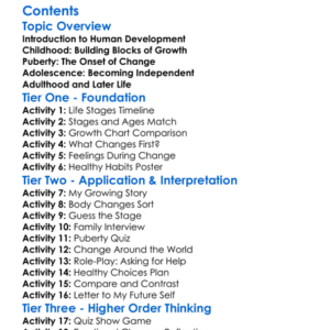 Puberty And Human Development Stages Worksheet Activity Booklet