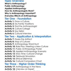 Public And Applied Anthropology Worksheet Activity Booklet