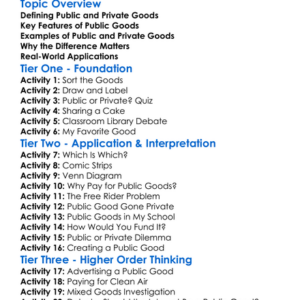 Public And Private Goods Worksheet Activity Booklet