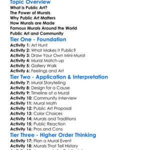Public Art And Murals Worksheet Activity Booklet