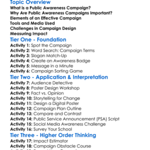 Public Awareness Campaign Design Worksheet Activity Booklet