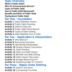 Public Debt Worksheet Activity Booklet