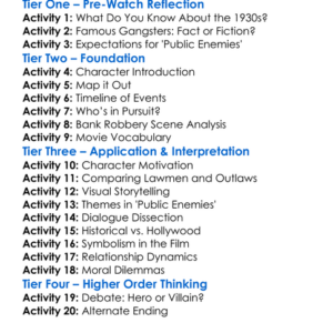 Public Enemies 2009 Worksheet Activity Booklet