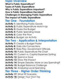 Public Expenditure Worksheet Activity Booklet