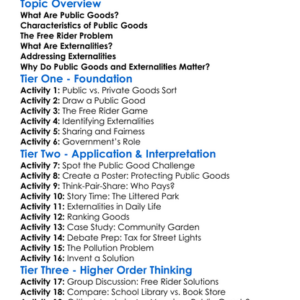 Public Goods And Externalities Worksheet Activity Booklet