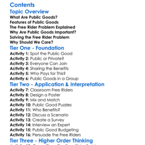 Public Goods And Free Rider Problem Worksheet Activity Booklet