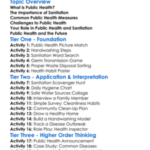Public Health And Sanitation Worksheet Activity Booklet