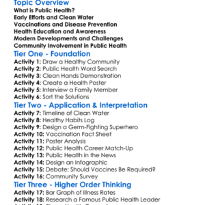 Public Health Developments Worksheet Activity Booklet