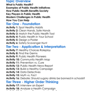 Public Health Initiatives Worksheet Activity Booklet