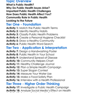 Public Health Issues Worksheet Activity Booklet