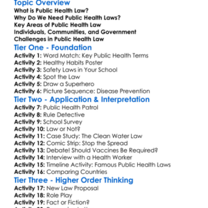 Public Health Law Worksheet Activity Booklet