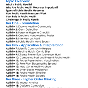 Public Health Measures Worksheet Activity Booklet