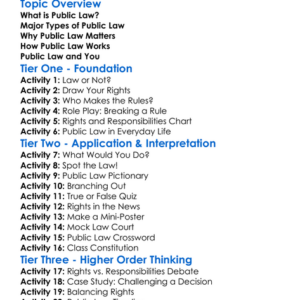 Public Law Worksheet Activity Booklet