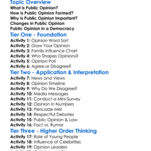 Public Opinion And Society Worksheet Activity Booklet