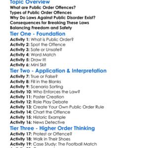 Public Order Offences Worksheet Activity Booklet