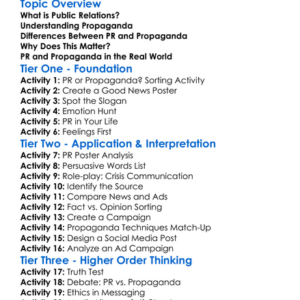 Public Relations And Propaganda Worksheet Activity Booklet