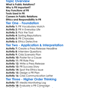 Public Relations Fundamentals Worksheet Activity Booklet