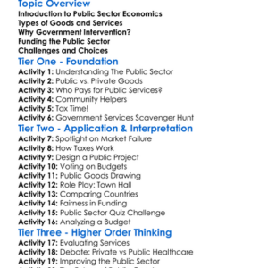 Public Sector Economics Worksheet Activity Booklet