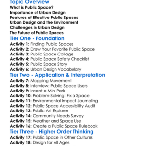 Public Space And Urban Design Worksheet Activity Booklet
