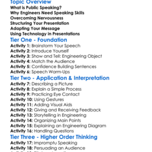 Public Speaking For Engineers Worksheet Activity Booklet