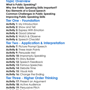Public Speaking Skills Worksheet Activity Booklet